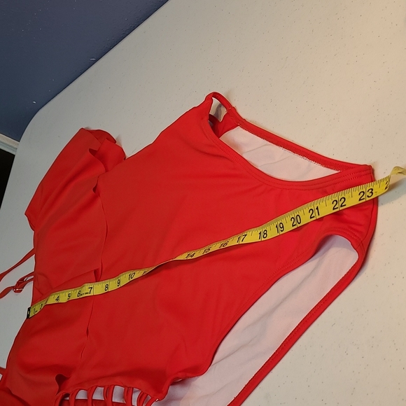 Holipick 1 pc. Red Off Shoulder Swimsuit With Lattice Side Opening NWT (… - Picture 12 of 14